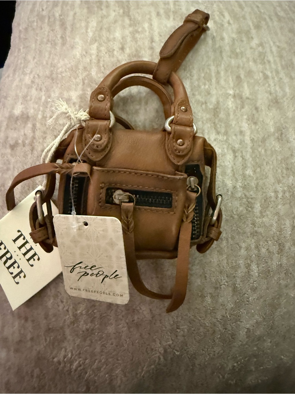 NWT Free People EMERSON We The Free Micro Emerson Mini Bag Leather Saddle Brown